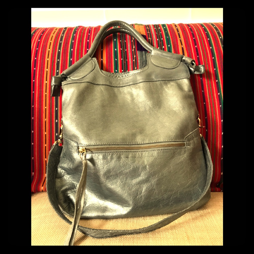 Foley + Corinna Metallic Olive Leather Shoulder Bag with Gold Hardware